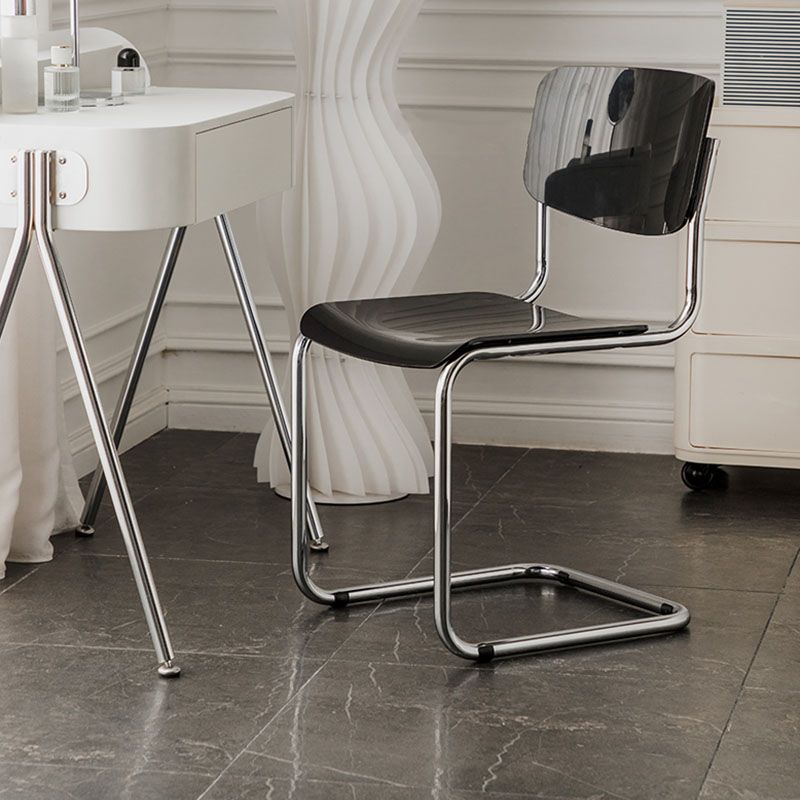 Contemporary Style Armless Chair Plastic Open Back Side Chair with Metal Base