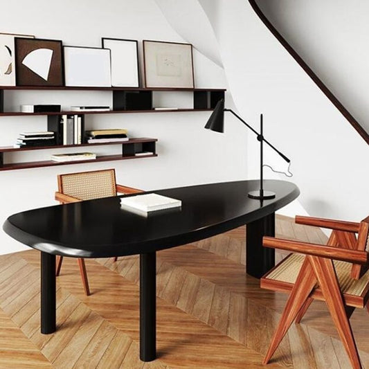 Bureau d'écriture industriel Bureau de bureau en bois massif en noir avec les jambes