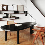 Scrivania industriale scrivania in legno massiccio in nero con le gambe