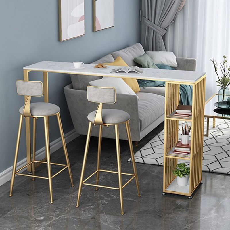 Glam Bar Table Artificial Marble Pub Table with Shelf for Living Room, Only Table Clearhalo 'Bar Furniture' 'Bar Tables' 'bar_tables' 'furn' 'furn_bar_tables' 'Furniture' 'furniture_bar_tables' 'Kitchen & Dining Furniture' 1200x1200_8e4b66ae-7ac7-4fb0-bd93-280240b422ed