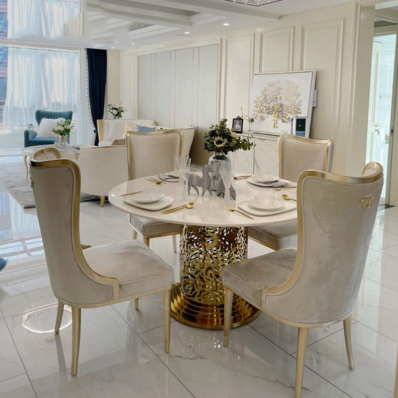 White and Gold Dinner Room Kitchen Table Traditional Luxury Dining Table Clearhalo 'Dining Tables & Seating' 'Dining Tables' 'dining_table' 'furn' 'furn_dining_table' 'Furniture' 'Kitchen & Dining Furniture' 1200x1200_8e4bb06f-a711-4381-aab8-056b2aaa13dd