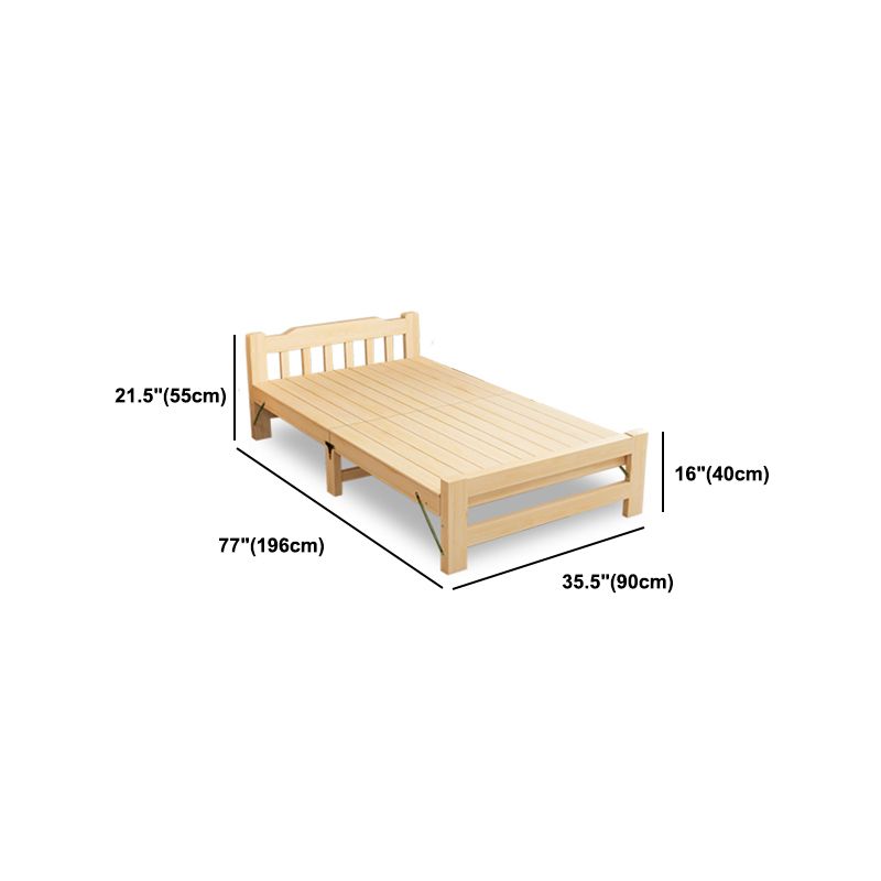 Natural Pine Wood Bed Frame Nordic 21.65" H Folding Bed with Headboard Clearhalo 'Bedroom Furniture' 'Beds' 'furn' 'furn_beds' 'Furniture' 1200x1200_8e4dea1b-a73d-43fd-b569-1146392eefa5