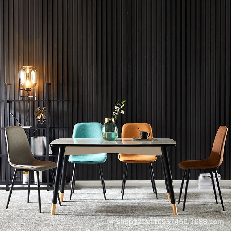 Scandinavian Style Metal Chairs Set Kitchen Dining Solid Back Side Chairs Clearhalo ' kitchen&dining_furn' 'Dining Chairs' 'Dining Tables & Seating' 'dining_chair' 'furn' 'furn_dining_chair' 'Furniture' 'furniture_dining_chair' 'Kitchen & Dining Furniture' 'kitchen' 1200x1200_8e4fb842-f938-41b7-8d30-8703eca4de27