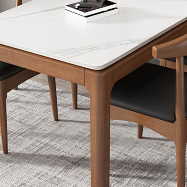 Rectangle Stone Top Dining Table Rubberwood Solid Wood 4 Legs Dining Table Clearhalo 'Dining Tables & Seating' 'Dining Tables' 'dining_table' 'furn' 'furn_dining_table' 'Furniture' 'Kitchen & Dining Furniture' 1200x1200_8e5000c9-4ccb-41e1-ba53-667f38c07b58
