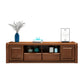 Support multimédia TV traditionnel en bois d'hévéa, étagère ouverte, console avec tiroirs