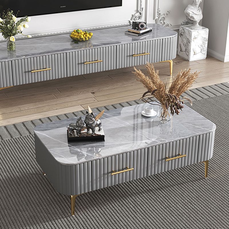16"H Glam Coffee Table Rectangle 4 Legs Coffee Cocktail Table Clearhalo 'Coffee & Accent Tables' 'Coffee Tables' 'coffee_tables' 'furn' 'furn_coffee_tables' 'Furniture' 'Living Room Furniture' 1200x1200_8e50ba93-1290-4486-b88f-7e59c5c70908