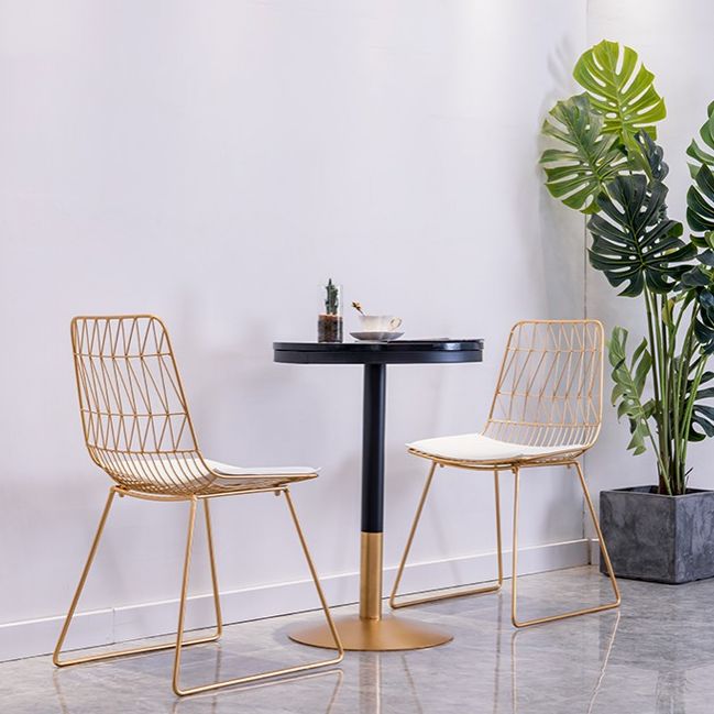 1/3/4 Piezas Mesa de barra de hierro glamorial Juego de bistro redondo con tapa de mármol de imitación negra