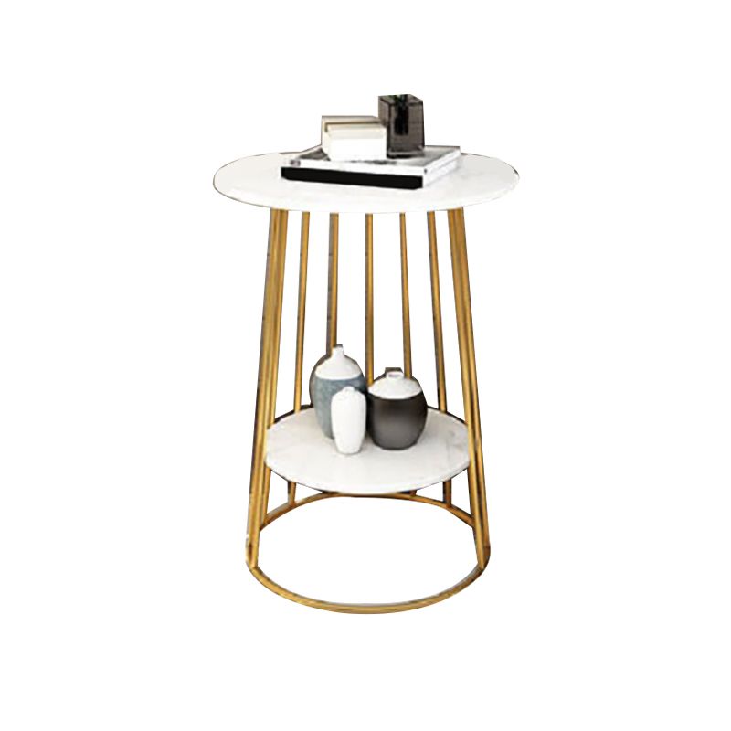 Nightand de table à accent en marbre faux contemporain 24,4 "haut de nuit de lit avec 2 étagères