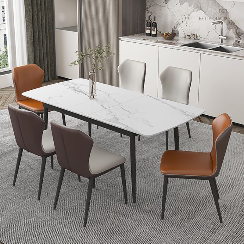 Modern 1/4/5/7 Pieces Scalable Dinette Set with Sintered Stone Top White Dining Table Set Clearhalo 'Dining Room Sets' 'Dining Tables & Seating' 'dining_room_set' 'furn' 'furn_dining_room_set' 'Furniture' 'furniture_dining_room_set' 'Kitchen & Dining Furniture' 1200x1200_8e550b22-c967-44e1-9a4d-a4dde8e81fe2