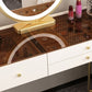15.74" Wide Vanity Desk with 3 Storage Drawers  Glam Glass Dresser, Whit