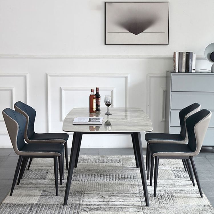 Modern Sintered Stone Table Set of 5/7 with Rectangle Table Dining Set with PU Leather Chairs Clearhalo 'Dining Room Sets' 'Dining Tables & Seating' 'dining_room_set' 'furn' 'furn_dining_room_set' 'Furniture' 'furniture_dining_room_set' 'Kitchen & Dining Furniture' 'kitchen&dining_furn' 'kitchen' 1200x1200_8e55c4bc-b0d0-4f68-bd51-0b403e543d25