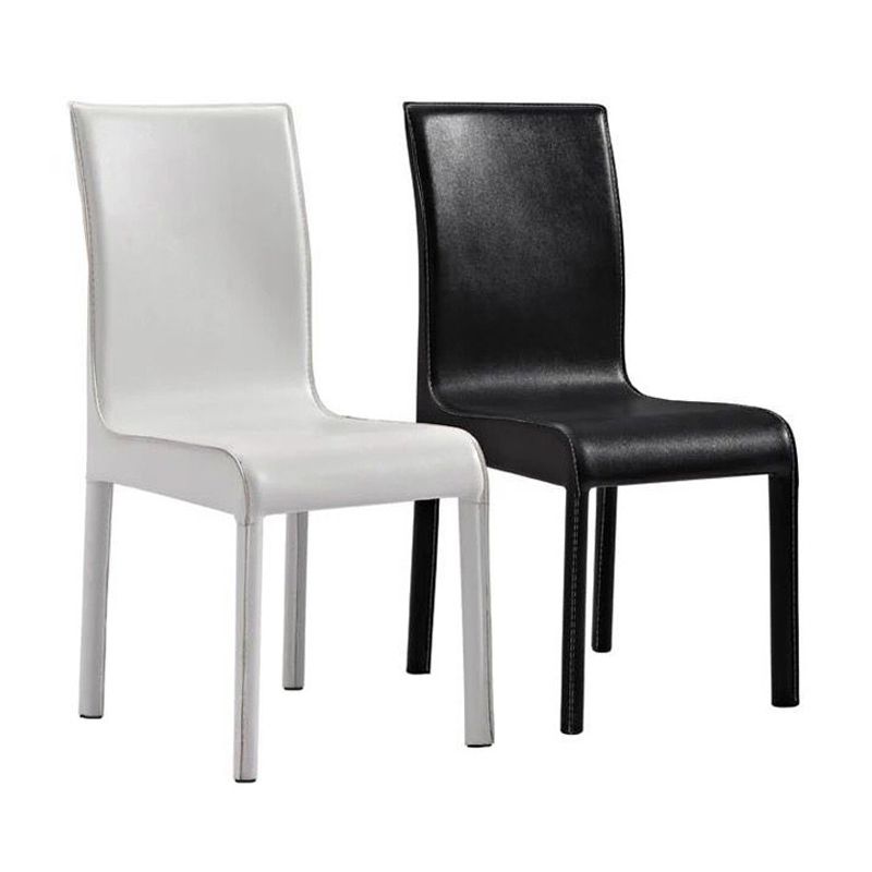 Contemporary Restaurant Leather Side Chair Solid Back Dining Chair (Set of 2) Clearhalo ' kitchen&dining_furn' 'Dining Chairs' 'Dining Tables & Seating' 'dining_chair' 'furn' 'furn_dining_chair' 'Furniture' 'furniture_dining_chair' 'Kitchen & Dining Furniture' 'kitchen' 1200x1200_8e57741e-3568-4939-808f-f2e968906593