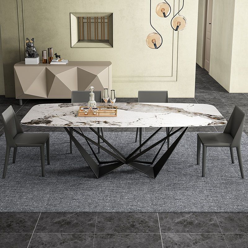 Simplicity Rectangle Dining Room Table Sintered Stone Table with Black Pedestal Base Clearhalo ' dining_table' 'Dining Tables & Seating' 'Dining Tables' 'furn' 'furn_dining_table' 'Furniture' 'furniture_dining_table' 'Kitchen & Dining Furniture' 'kitchen&dining_furn' 'kitchen' 'kitchen_dining_table' 1200x1200_8e59214d-a5fa-466f-b94f-b644abe148f9