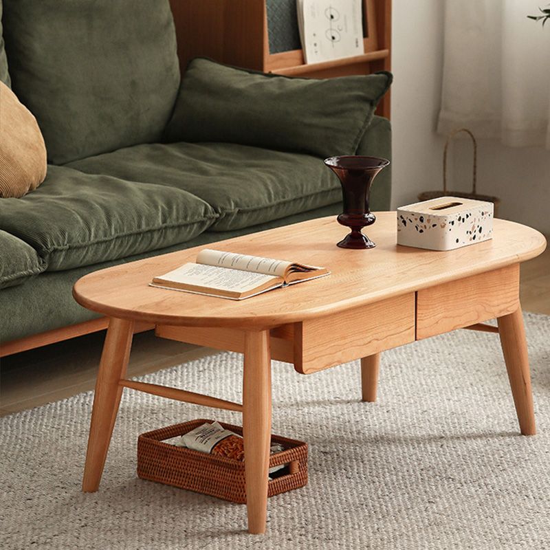 4 Legs Coffee Table Solid Wood Cocktail Table with 2 Storage Drawers Clearhalo 'Coffee & Accent Tables' 'Coffee Tables' 'coffee_tables' 'furn' 'furn_coffee_tables' 'Furniture' 'Living Room Furniture' 1200x1200_8e59605e-01fb-4002-a341-9219a4189007