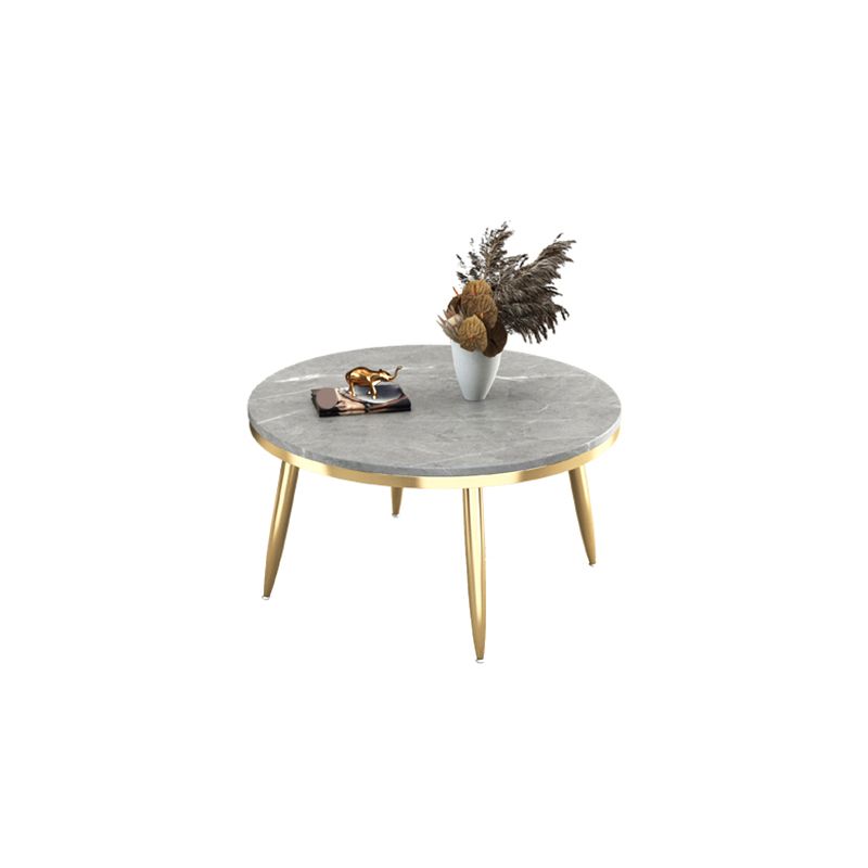 Glam Slate and Metal Coffee Table 4 Legs Round Cocktail Table