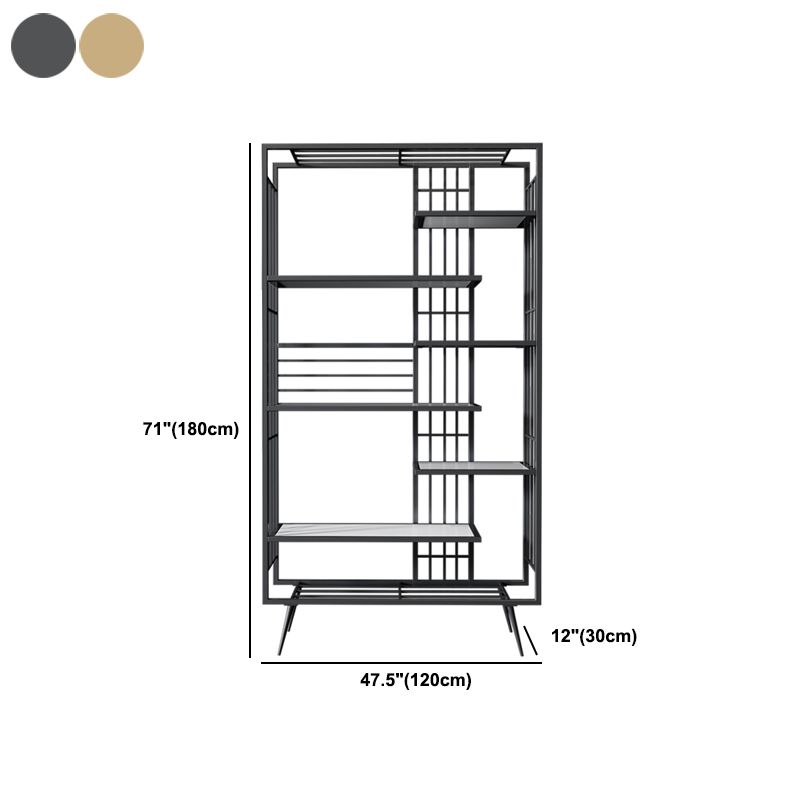 6 open shelves Bookcase Light Luxury Steel Bookshelf for Study Room