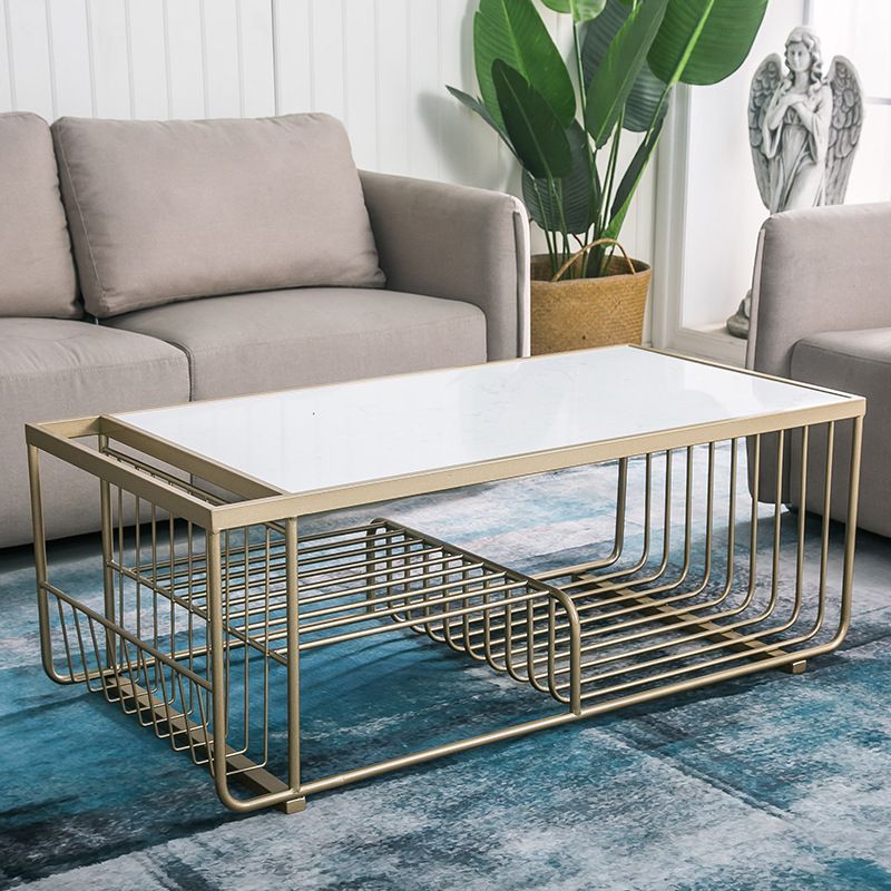 Table basse Frame Table de cocktail en marbre Glam avec étagère