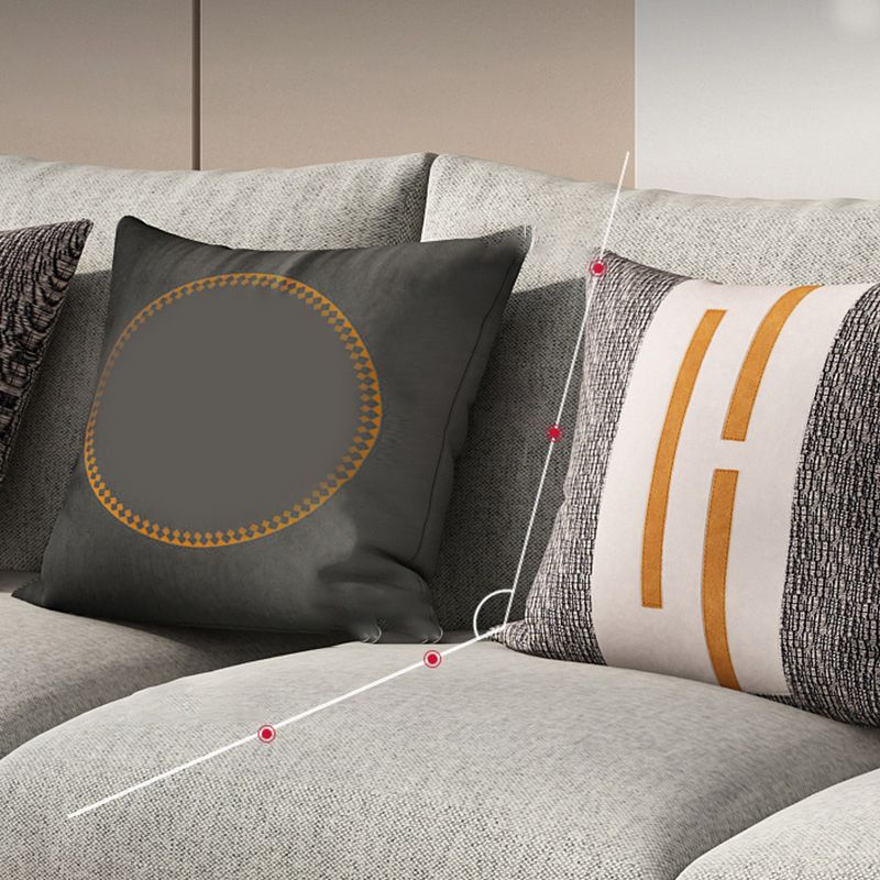 Gray Faux Leather Straight Arm Sofa Waterproof Pillow Back Sectional Clearhalo 'furn' 'furn_sectionals' 'Furniture' 'furniture_sectionals' 'Living Room Furniture' 'Sectionals' 1200x1200_8e5ebd2b-9995-49e2-8b32-7840ef9fbabf