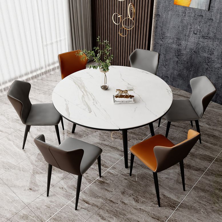 Modern Style Sintered Stone Dining Table White Round Table with Metal Base Clearhalo ' dining_table' 'Dining Tables & Seating' 'Dining Tables' 'furn' 'furn_dining_table' 'Furniture' 'furniture_dining_table' 'Kitchen & Dining Furniture' 'kitchen&dining_furn' 'kitchen' 'kitchen_dining_table' 1200x1200_8e5f2a72-e725-43bb-8064-40d9fed621de
