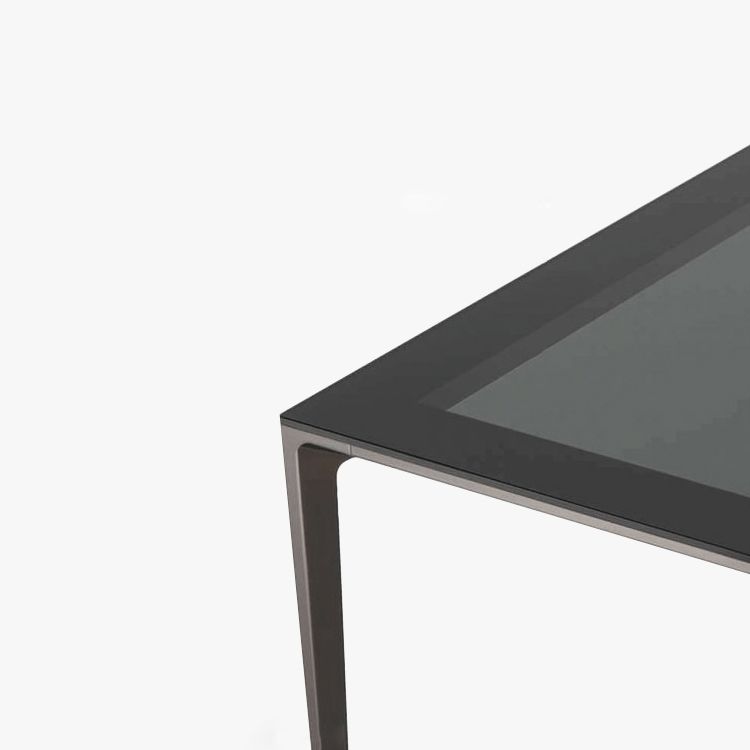 Contemporary Style Tempered Glass Dining Table 4 Legs Aluminum Alloy Base Rectangle Table for Home Clearhalo ' dining_table' 'Dining Tables & Seating' 'Dining Tables' 'furn' 'furn_dining_table' 'Furniture' 'furniture_dining_table' 'Kitchen & Dining Furniture' 'kitchen&dining_furn' 'kitchen' 'kitchen_dining_table' 1200x1200_8e5f5e93-df8b-454e-836a-15ffa425ed41