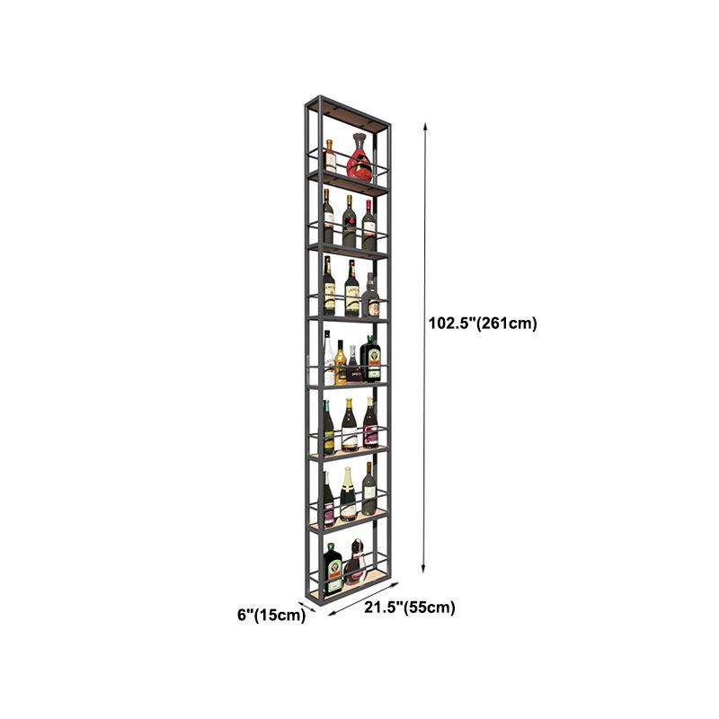 黒いモダンワインボトルホルダーフロアウッドと金属製ボトルホルダー5.9 "幅