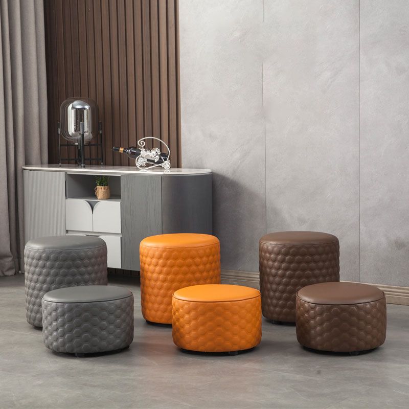 Genuine Leather Standard Stool Modern Minimalist Round Footrest Clearhalo 'furn' 'furn_ottomans_poufs' 'Furniture' 'Living Room Furniture' 'Ottomans & Poufs' 'ottomans_poufs' 1200x1200_8e64b13b-d6ea-4c41-9ed2-d3c61bd9092a