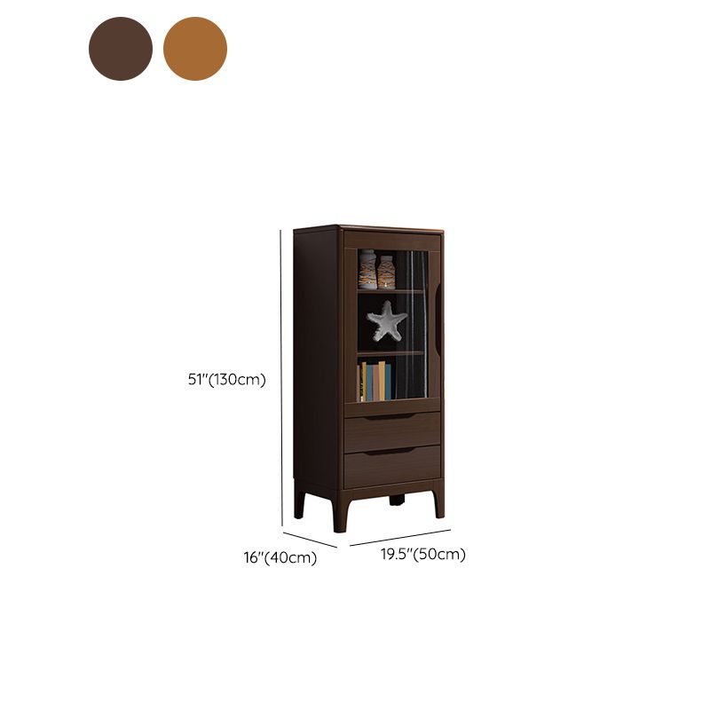 Rubberwood Accent Cabinet Modern Glass Paned Cabinet with Drawers Clearhalo 'Cabinets & Chests' 'cabinets_chests' 'furn' 'furn_cabinets_chests' 'Furniture' 'Living Room Furniture' 1200x1200_8e64fd6a-2329-4229-9025-124ea8cbc48f