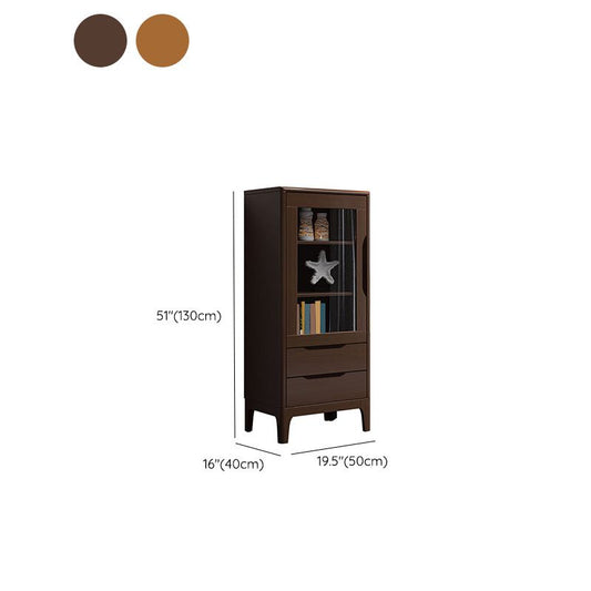 Rubberwood Accent Cabinet Modern Glass Paned Cabinet with Drawers Clearhalo 'Cabinets & Chests' 'cabinets_chests' 'furn' 'furn_cabinets_chests' 'Furniture' 'Living Room Furniture' 1200x1200_8e64fd6a-2329-4229-9025-124ea8cbc48f