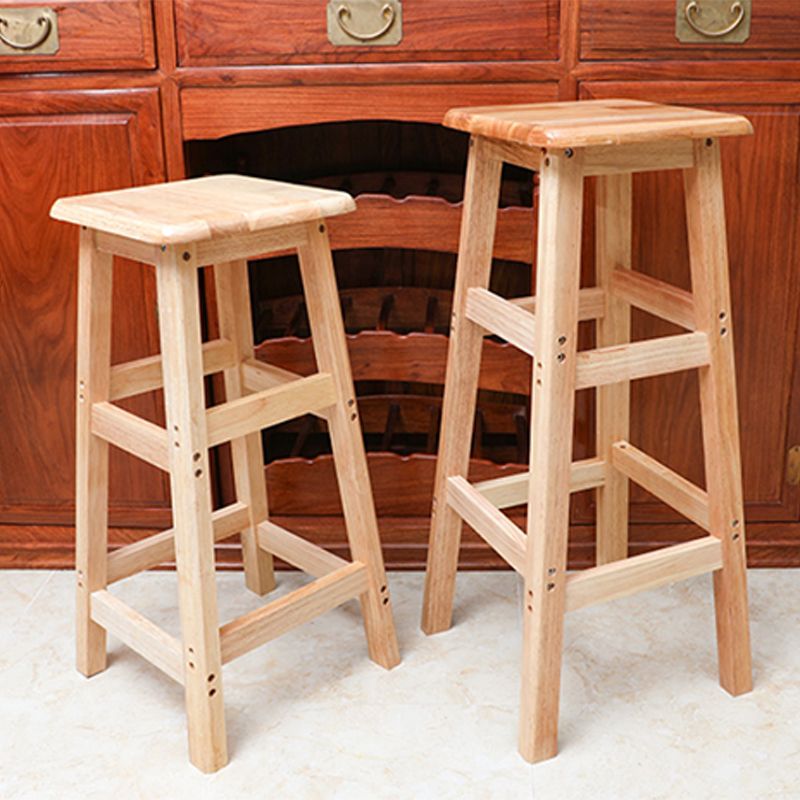 Modern Solid Wood Bar & Counter Stool Square Footrest Counter-height Stool for Shop