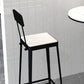 Square Glam Metal Bar Stools Footrest Coffee Shop Backrest  Counter Bar Stool