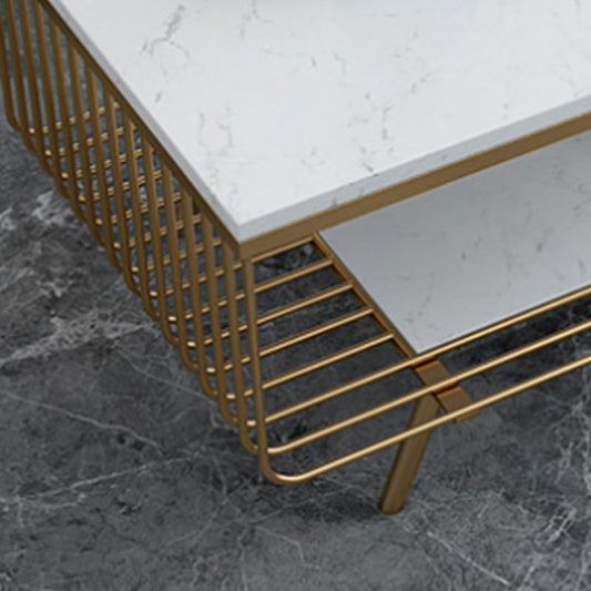 Glam a 4 gambe tavolino in marmo rettangolare con scaffale