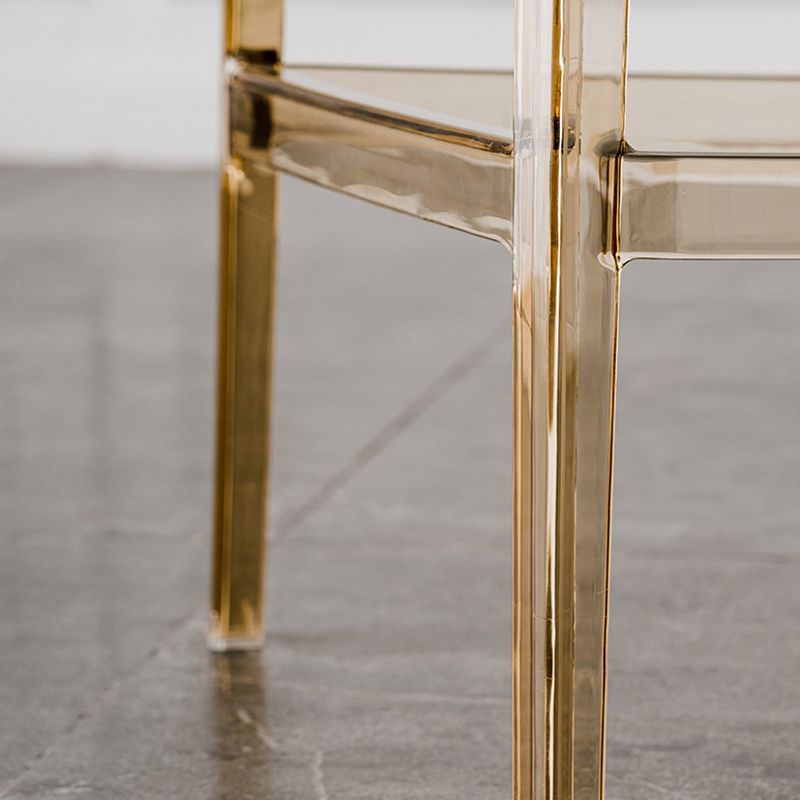 Contemporary Plastic Transparent Backrest Counter High Stool with 4 Legs