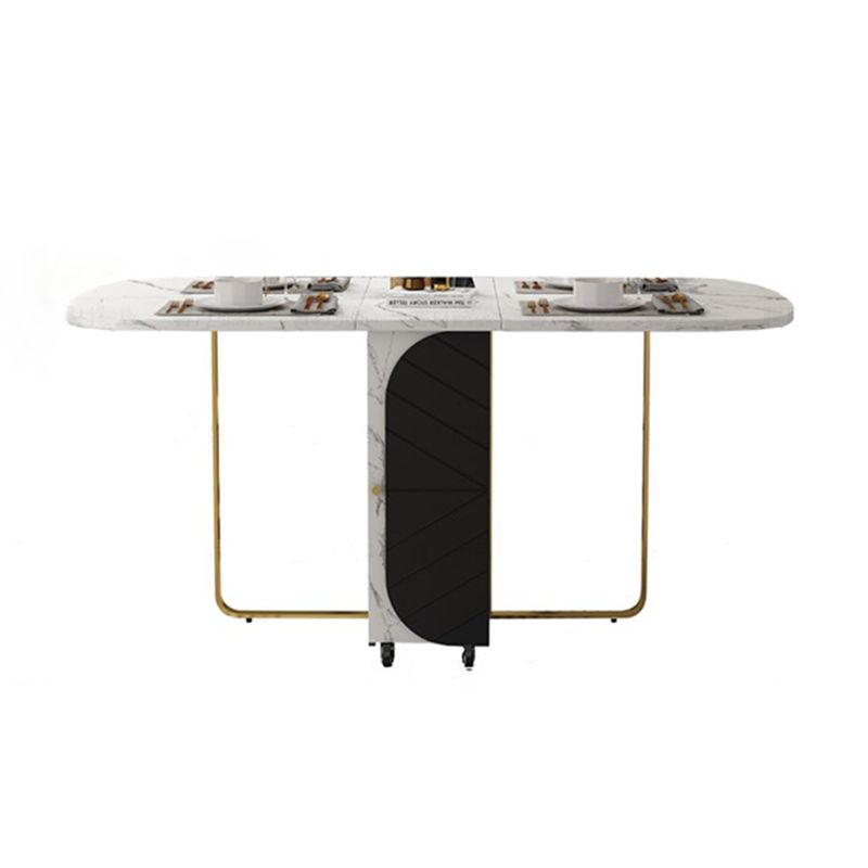 Modern Sintered Stone Dining Table White Rectangle Drop-Leaf 59" Dining Table Clearhalo ' dining_table' 'Dining Tables & Seating' 'Dining Tables' 'furn' 'furn_dining_table' 'Furniture' 'furniture_dining_table' 'Kitchen & Dining Furniture' 'kitchen&dining_furn' 'kitchen' 'kitchen_dining_table' 1200x1200_8e6d1069-21e4-49ef-a8e3-850790efce5c