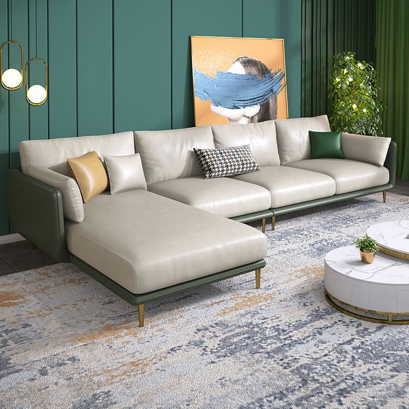 Nordic Stationary Faux Leather Living Room Square Arm Pillows Seating