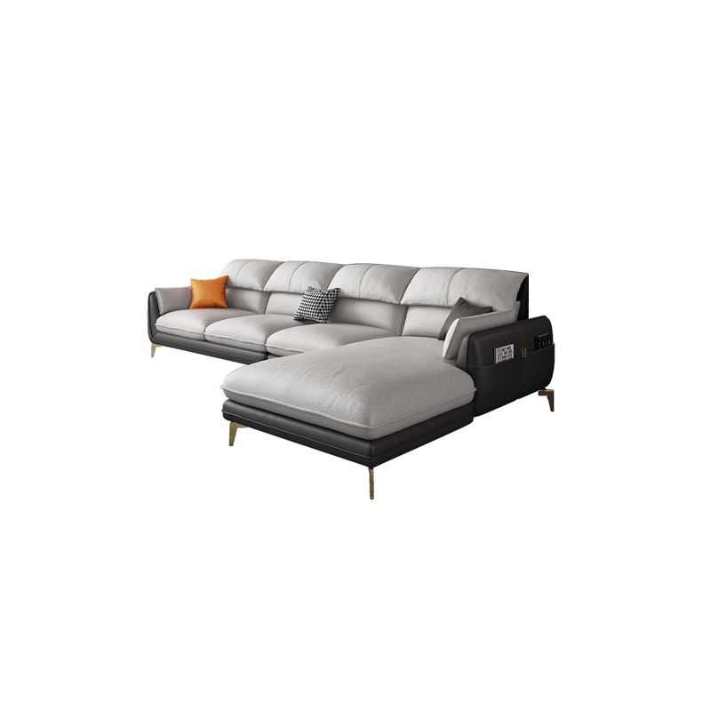 Faux Leather Scandinavian Storage Sectional with Pillow Top Arm Clearhalo 'furn' 'furn_sectionals' 'Furniture' 'furniture_sectionals' 'kitchen' 'kitchen_sectionals' 'Living Room Furniture' 'Sectionals' 1200x1200_8e6f7db9-14fe-4212-9430-1a78000aa5ab