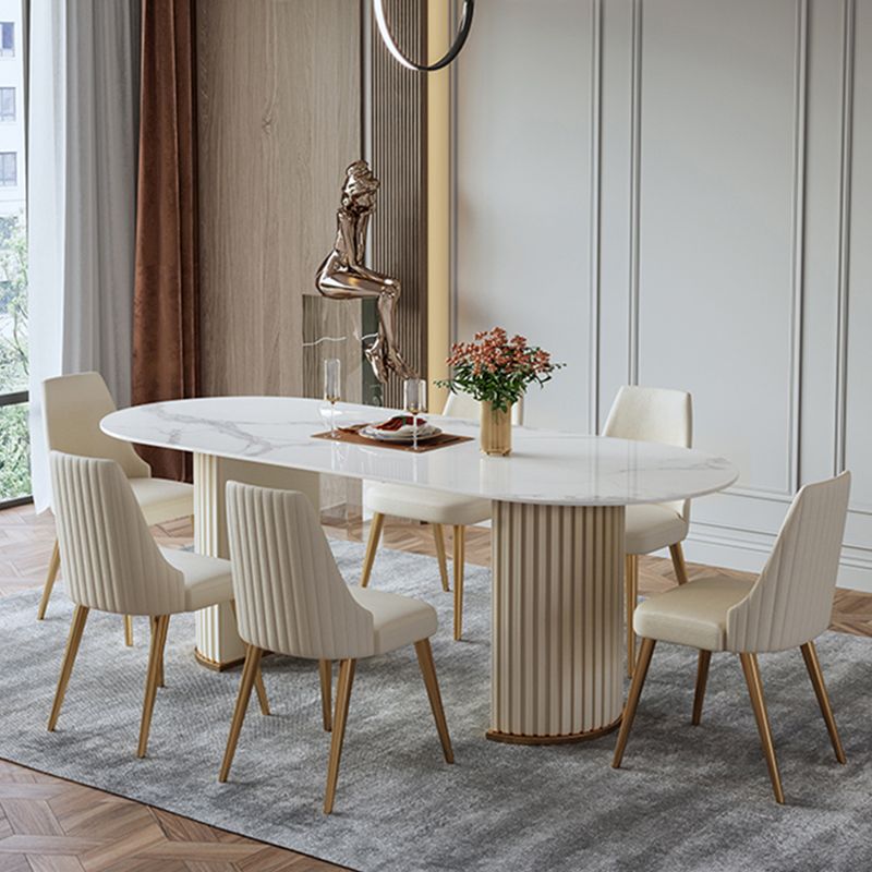 Glam Oval Standard Dining Table Sintered Stone White Dining Table for Kitchen Clearhalo ' dining_table' 'Dining Tables & Seating' 'Dining Tables' 'furn' 'furn_dining_table' 'Furniture' 'furniture_dining_table' 'Kitchen & Dining Furniture' 'kitchen&dining_furn' 'kitchen' 'kitchen_dining_table' 1200x1200_8e70854a-2794-45c0-abf3-6d474fd22a63