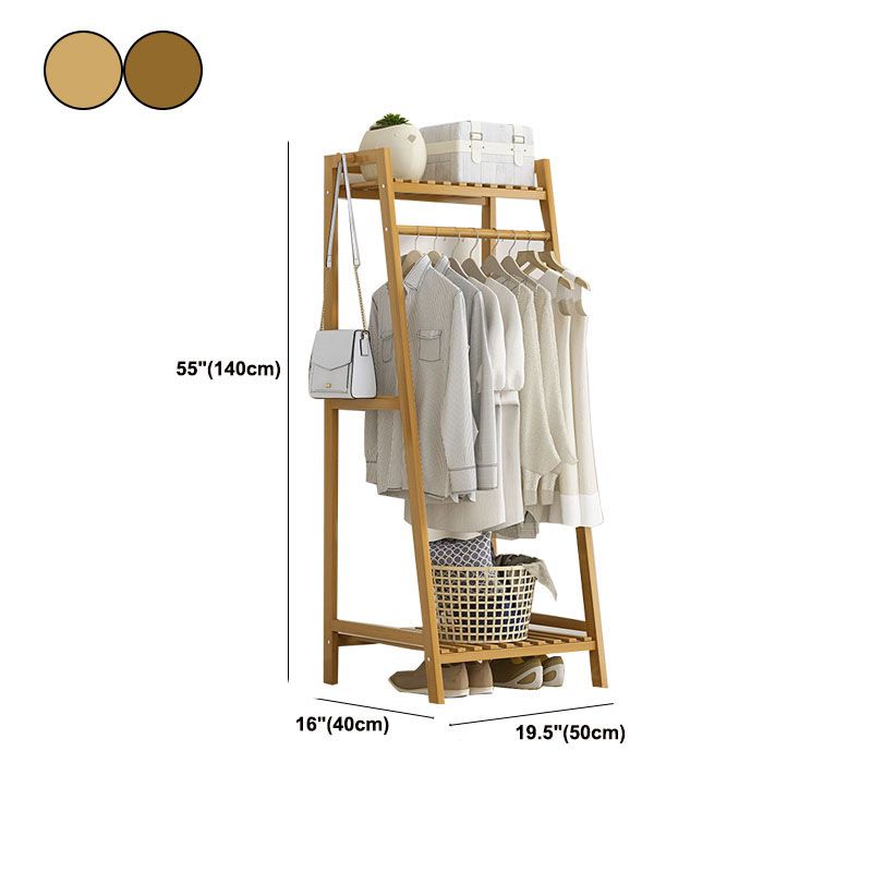 Zeitgenössischer Hall -Stand Bambusholzregale mit freistehendem Kleidungsstange