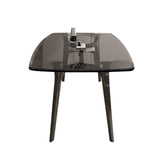 Tavolo da pranzo rettangolare moderno tavolo in vetro con gambe metalliche