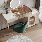 Glam White Make-up Vanity con 3 cassetti di stoccaggio da 16,53 "Wide Glass Cassess