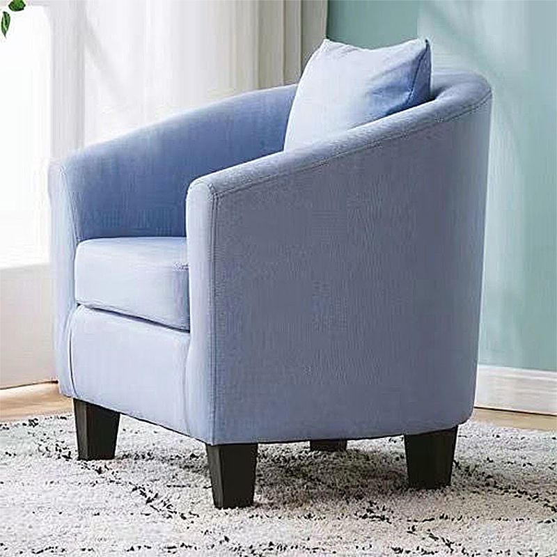 Linen and Faux Leather Sloped Arms Basic Four Leg Accent Chair Set