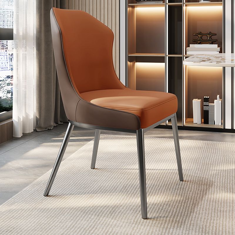 Contemporary Wingback Side Chair Faux Leather Armless Dining Chairs Clearhalo 'Dining Chairs' 'Dining Tables & Seating' 'dining_chair' 'furn' 'furn_dining_chair' 'Furniture' 'Kitchen & Dining Furniture' 1200x1200_8e740f7a-afbc-4afd-87cd-c1ac06c2dc31