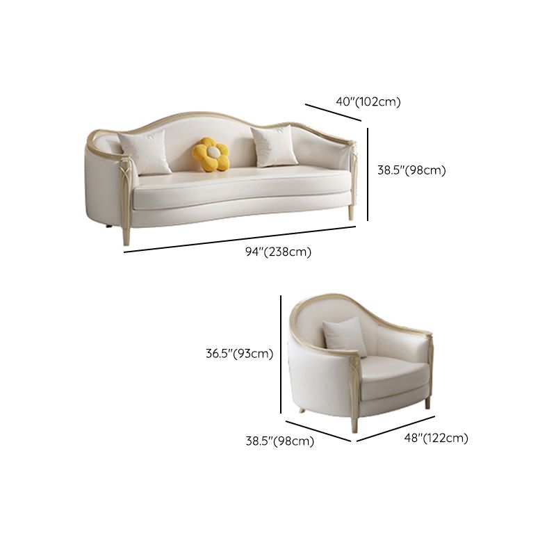 Glamhaftes Holz weiß echtes Ledersofa mit Kissen für Wohnzimmer