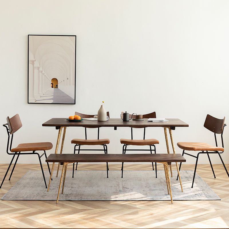 Rectangle Solid Oakwood Brown Tone Dining Table Industrial 4 Legs Table for Dining Room Clearhalo ' dining_table' 'Dining Tables & Seating' 'Dining Tables' 'furn' 'furn_dining_table' 'Furniture' 'furniture_dining_table' 'Kitchen & Dining Furniture' 'kitchen&dining_furn' 'kitchen' 'kitchen_dining_table' 1200x1200_8e7660e9-3952-4c0a-9bc1-956eb017ebb0