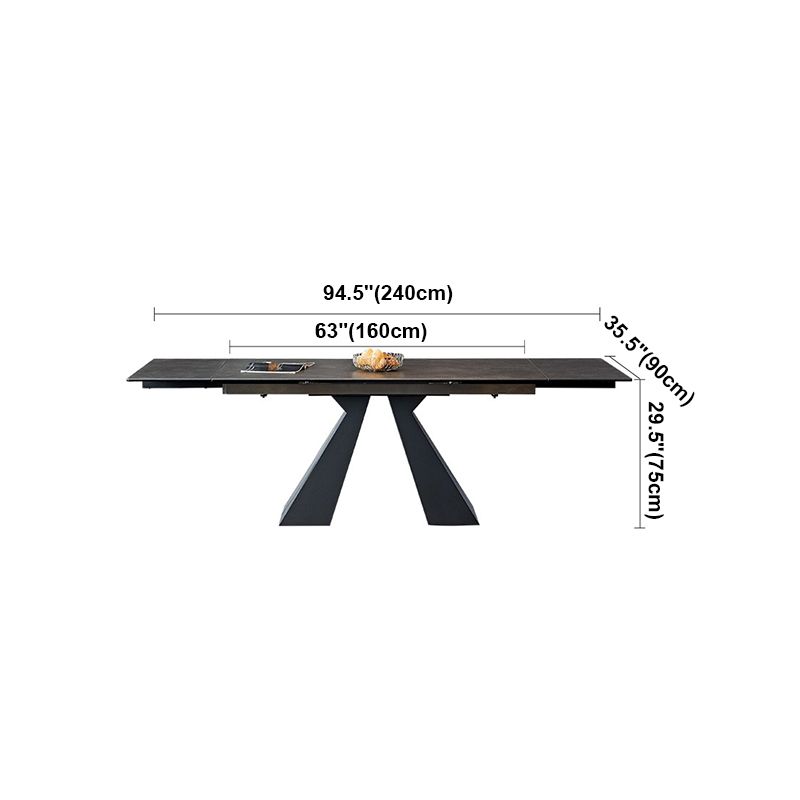 Modern Style Gray Dining Table Rectangle Sintered Stone Dining Table with Black Frame Clearhalo ' dining_table' 'Dining Tables & Seating' 'Dining Tables' 'furn' 'furn_dining_table' 'Furniture' 'furniture_dining_table' 'Kitchen & Dining Furniture' 'kitchen&dining_furn' 'kitchen' 'kitchen_dining_table' 1200x1200_8e76ef22-3355-4756-80a8-2c6d70a09b92