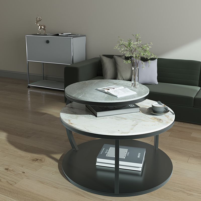 Glam Slate Coffee Table No Distressing Round Cocktail Table for Bedroom Clearhalo 'Coffee & Accent Tables' 'Coffee Tables' 'coffee_tables' 'furn' 'furn_coffee_tables' 'Furniture' 'Living Room Furniture' 1200x1200_8e776dd6-b937-4099-9689-aa807530bdcb