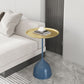 Contemporary Side Table Metal Pedestal Tray Top End Table for Living Room