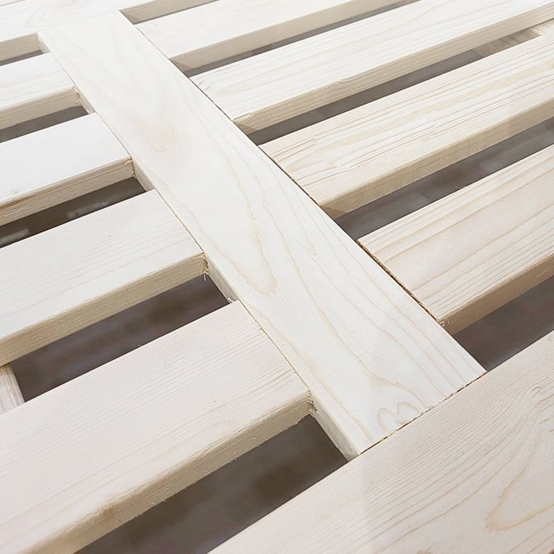 Lit standard moderne du milieu du siècle lit en bois massif avec tête de lit rembourrée