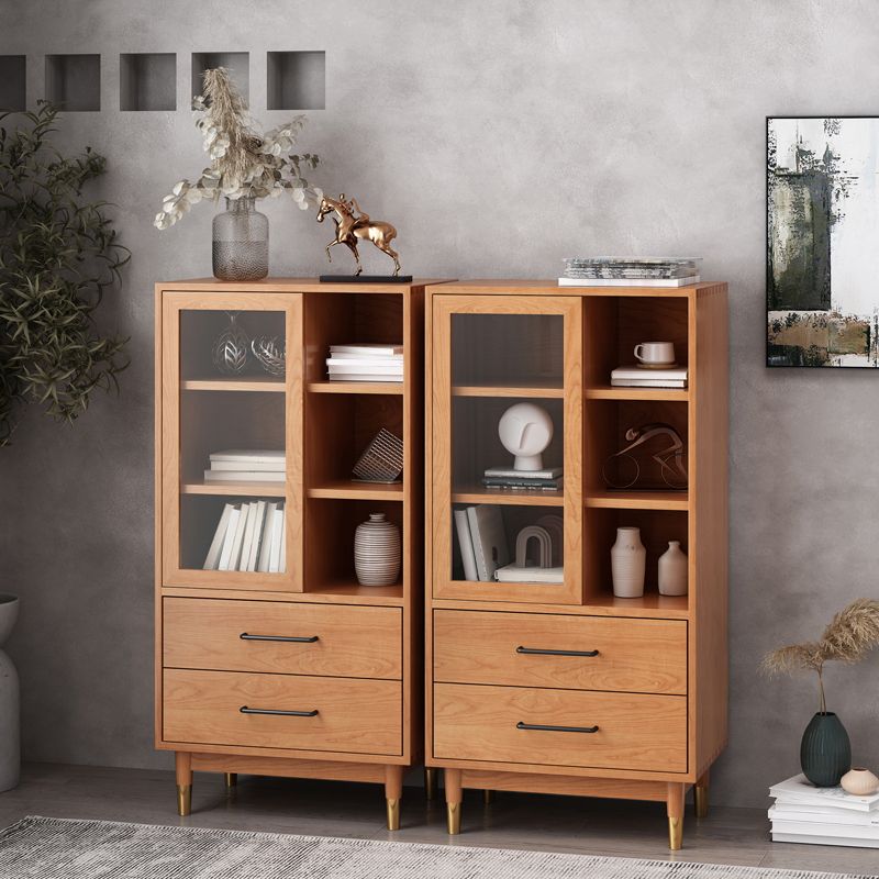 Modern Style Closed Back Bookshelf Wooden Bookcase with Drawer Storage