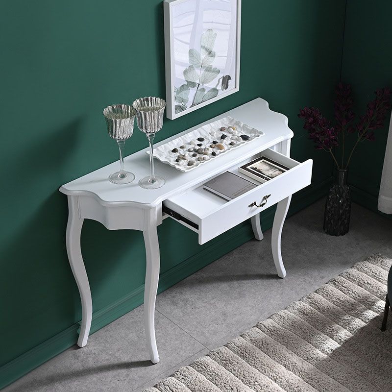 Victoriaanse witte houten console banktafel vrije vorm eindtafel voor hal