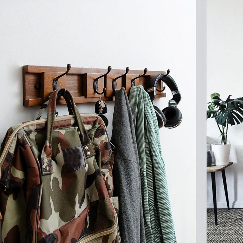 Muur gemonteerde hal boom midden eeuw moderne houten halboom met metalen haak